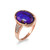 Gold CZ Band Purple Copper Turquoise Oval Cabochon Gemstone Ring
