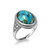 Blue Copper Turquoise Oval Cabochon Gold CZ Band Gemstone Ring