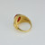 Solid Gold Lion Band Red Onyx Oval Cabochon Gemstone Ring