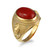 Solid Gold Lion Band Red Onyx Oval Cabochon Gemstone Ring