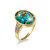Gold CZ Band Blue Copper Turquoise Oval Cabochon Gemstone Ring