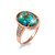 Gold CZ Band Blue Copper Turquoise Oval Cabochon Gemstone Ring