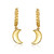 Yellow Gold Crescent Moon Cuban Link Huggie Earrings