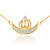 14k Gold Diamond Crescent Moon Allah Necklace