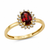 Elegant Yellow Gold Oval Birthstone Halo CZ Engagement Promise Ring
