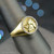 Gold Cupid Cherub Angel Halo Diamond Round Signet Ring