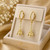 14K Yellow Gold Paris Eiffel Tower 3D Dangle Hoop Earrings