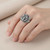 Oxidized Sterling Silver Celtic Cross Trinity Knot Signet Ring Hammered Oval Design