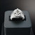 Sterling Silver Ridged Band Masonic Oval Brushed Signet Ring