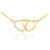 14K Gold Double Heart Diamond Half Studded Necklace