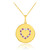 Heart disc pendant necklace with diamonds and rubies in 14k gold.