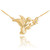 14k Gold Hummingbird Diamond Flower Necklace