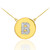 Letter "B" disc necklace with diamonds in 14k yellow gold.