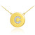 Letter "C" disc necklace with diamonds in 14k yellow gold.