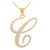 14k Gold Letter Script "C" Diamond Initial Pendant Necklace