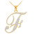 14k Gold Letter Script "F" Diamond Initial Pendant Necklace
