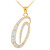 14k Gold Letter Script "O" Diamond Initial Pendant Necklace