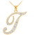 14k Gold Letter Script "T" Diamond Initial Pendant Necklace