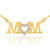 14K Gold MOM Diamond Studded Heart Horizontal Necklace