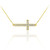 14K Gold Sideways Cross Cute CZ Necklace
