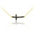 14K Gold Sideways Curved Cross Black Diamond Cute Necklace