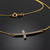 14K Gold Sideways Curved Cross CZ Pendant Necklace