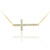 14K Gold Sideways Diamond Cross Pendant Necklace