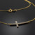 14K Gold Sideways Diamond Curved Cross Pendant Necklace