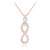 Vertical infinity diamond necklace in 14k rose and white gold.