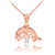 14K Rose Gold 15 Anos Dolphin CZ Pendant Necklace