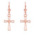 14k Rose Gold Cutout Heart Cross Earrings