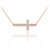 14K Rose Gold Diamond Sideways Cross Necklace