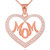 14K Rose Gold Diamond Studded "Mom" Heart Pendant Necklace