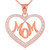 14K Rose Gold Diamond Studded "Mom" Heart Pendant Necklace