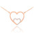 14k Rose Gold Double Heart Necklace with Diamonds