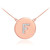 Letter "F" disc necklace with diamonds in 14k rose gold.
