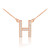 14k Rose Gold Letter "H" Diamond Initial Necklace