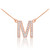 14k Rose Gold Letter "M" Diamond Initial Monogram Necklace