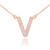 14k Rose Gold Letter "V" Diamond Initial Necklace