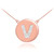 14k Rose Gold Letter "V" Initial Diamond Disc Necklace