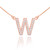 14k Rose Gold Letter "W" Diamond Initial Monogram Necklace