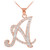 14k Rose Gold Letter Script "A" Diamond Initial Pendant Necklace