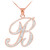 14k Rose Gold Letter Script "B" Diamond Initial Pendant Necklace