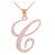 14k Rose Gold Letter Script "C" Diamond Initial Pendant Necklace