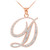 14k Rose Gold Letter Script "D" Diamond Initial Pendant Necklace