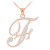 14k Rose Gold Letter Script "F" Diamond Initial Pendant Necklace