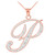 14k Rose Gold Letter Script "P" Diamond Initial Pendant Necklace