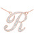 14k Rose Gold Letter Script "R" Diamond Initial Necklace