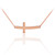 14K Solid Rose Gold Sideways Curved Cute Cross Necklace