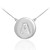 Letter "A" disc necklace with diamonds in 14k white gold.